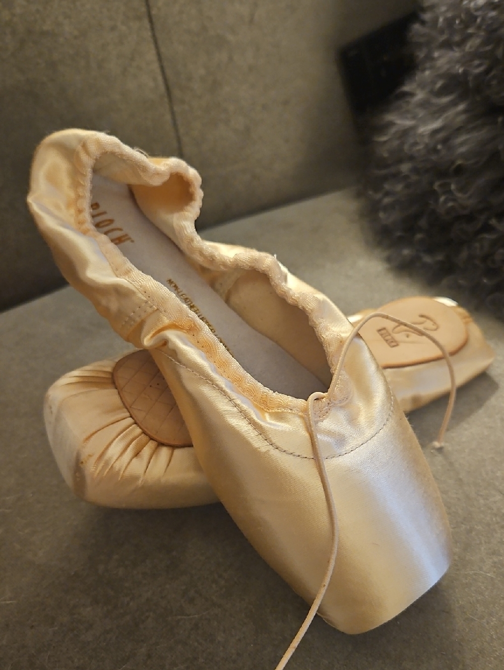 Bloch Satin Pointe Shoes in Champagne. NWOT